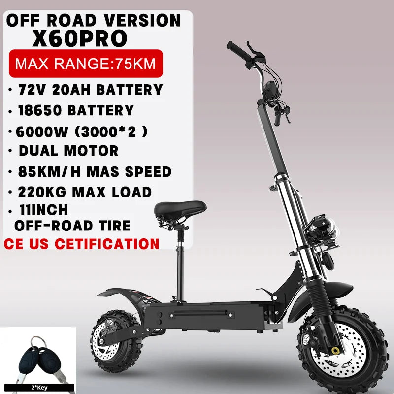 Electric Scooter For Adults Dual Motor Folding With Removable Seat