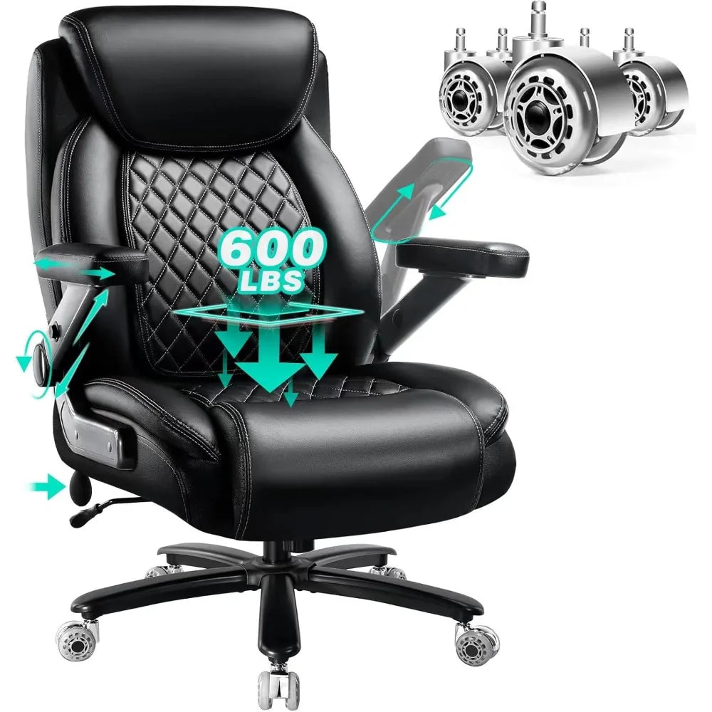 600 Lbs Heavy Duty Big And Tall Office Chair With Flip Arms