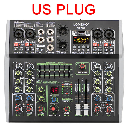 4/6 Channel Lomeho Audio DJ Mixer with Bluetooth and DSP Effects