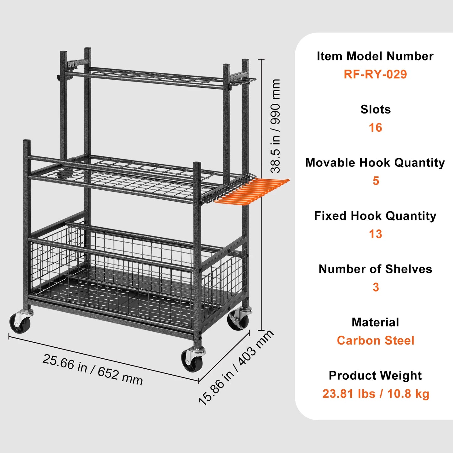SucceBuy 16 Slots Garden Tool Organizer Tower Rack Hooks