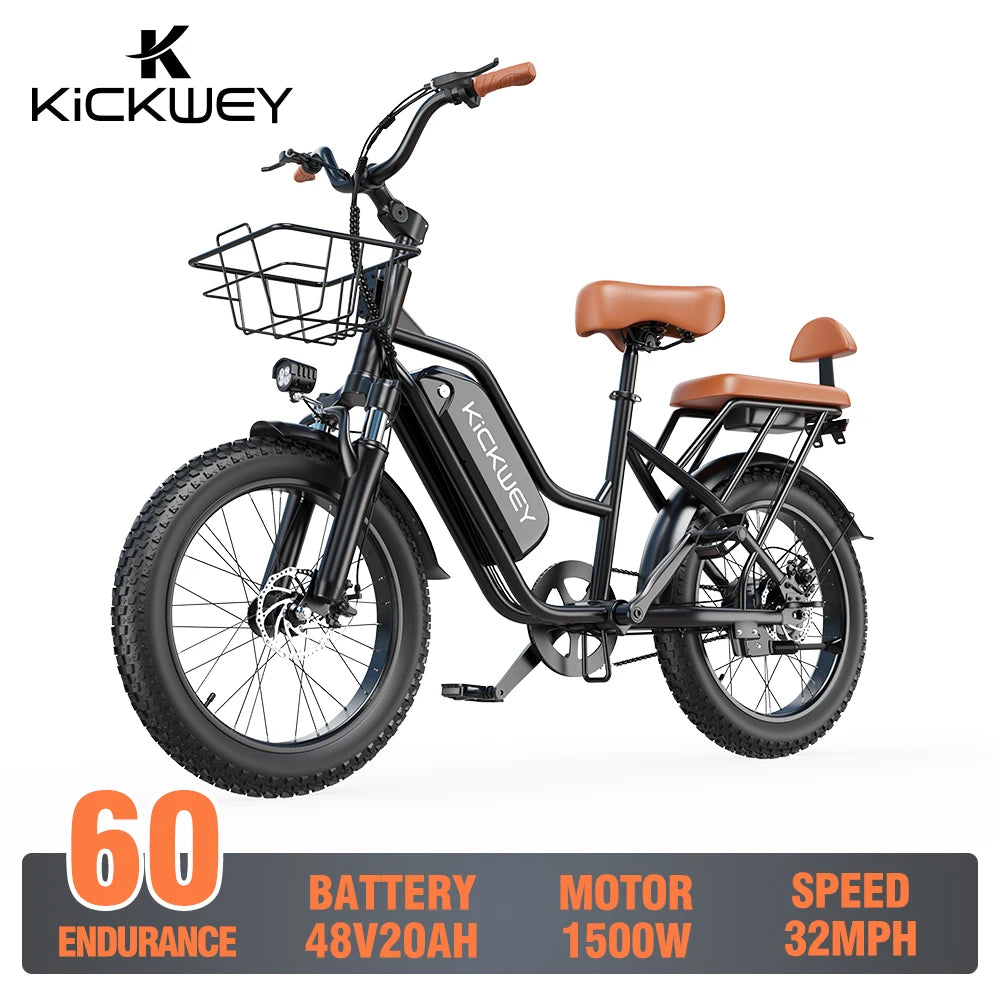 Electric Bike for Adults 1500W 20Inch Removable Battery