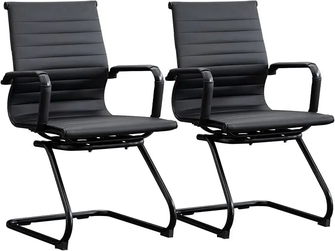Modern Leather Office Guest Chairs 2 Pack for Waiting Room