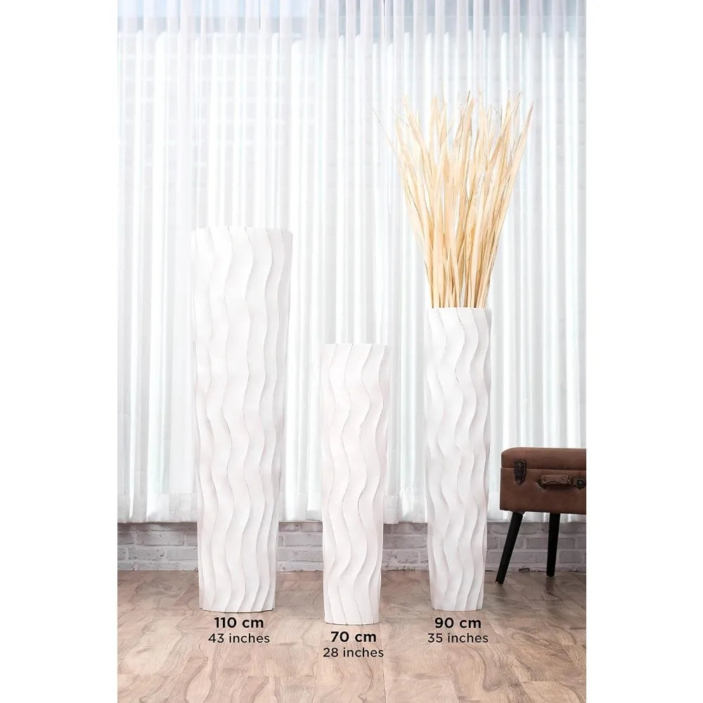 Rustic Mango Wood Floor Vase 34 Inch Tall Farmhouse Decor
