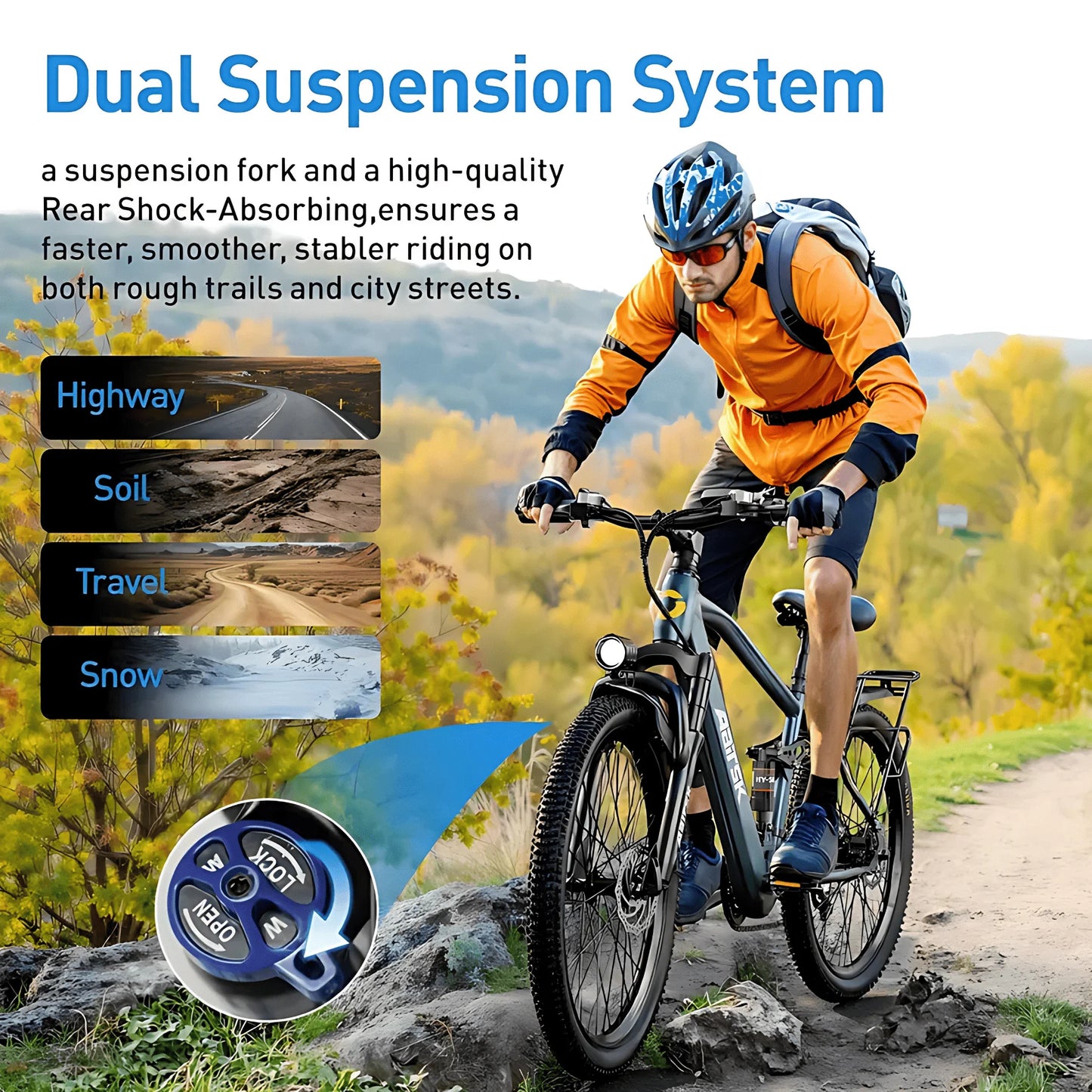 GT900 750W Electric Mountain Bike For Adults 40 Mile Range