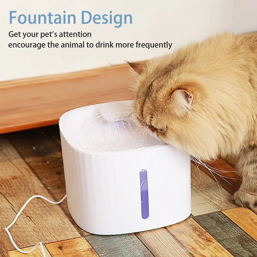White Pet Water Fountain 100 Oz 3 L Auto Shut Off With 6 Filters For Cats And Dogs