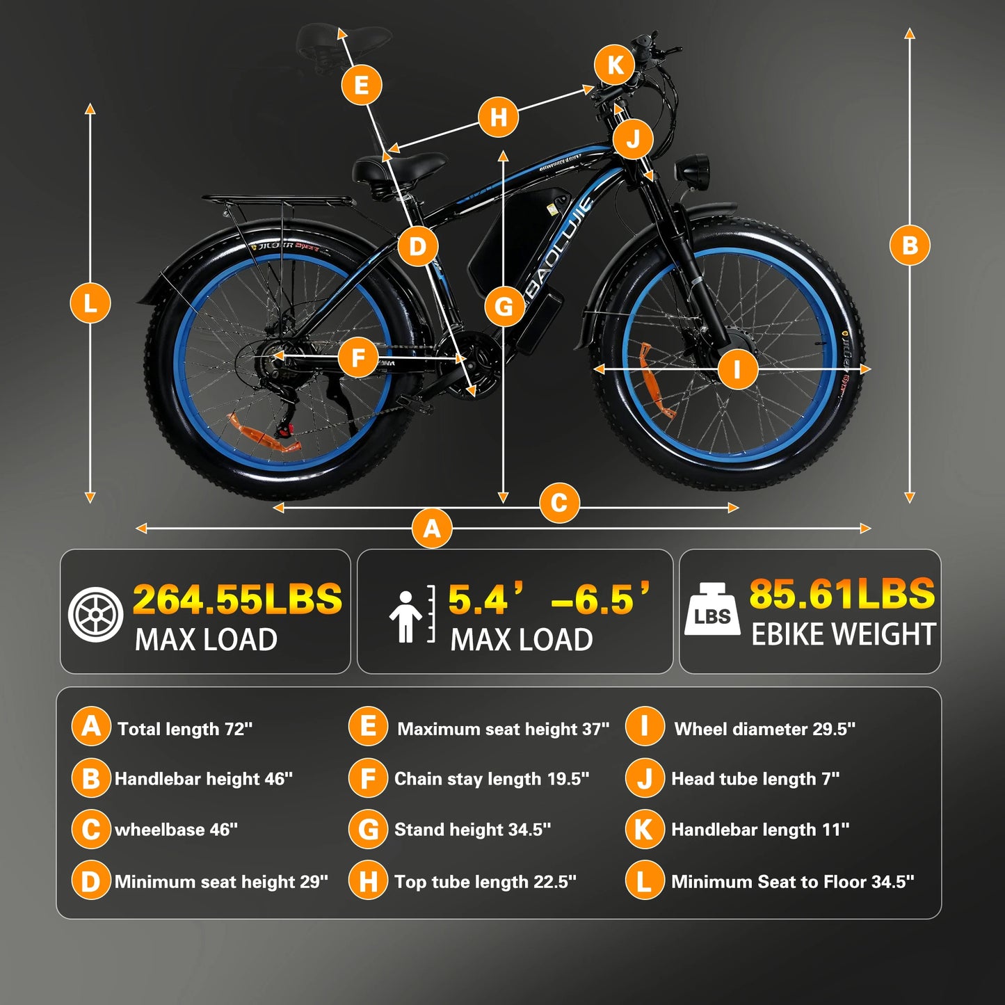 Baolujie Peak Dual Motor Electric Bike 48V Battery