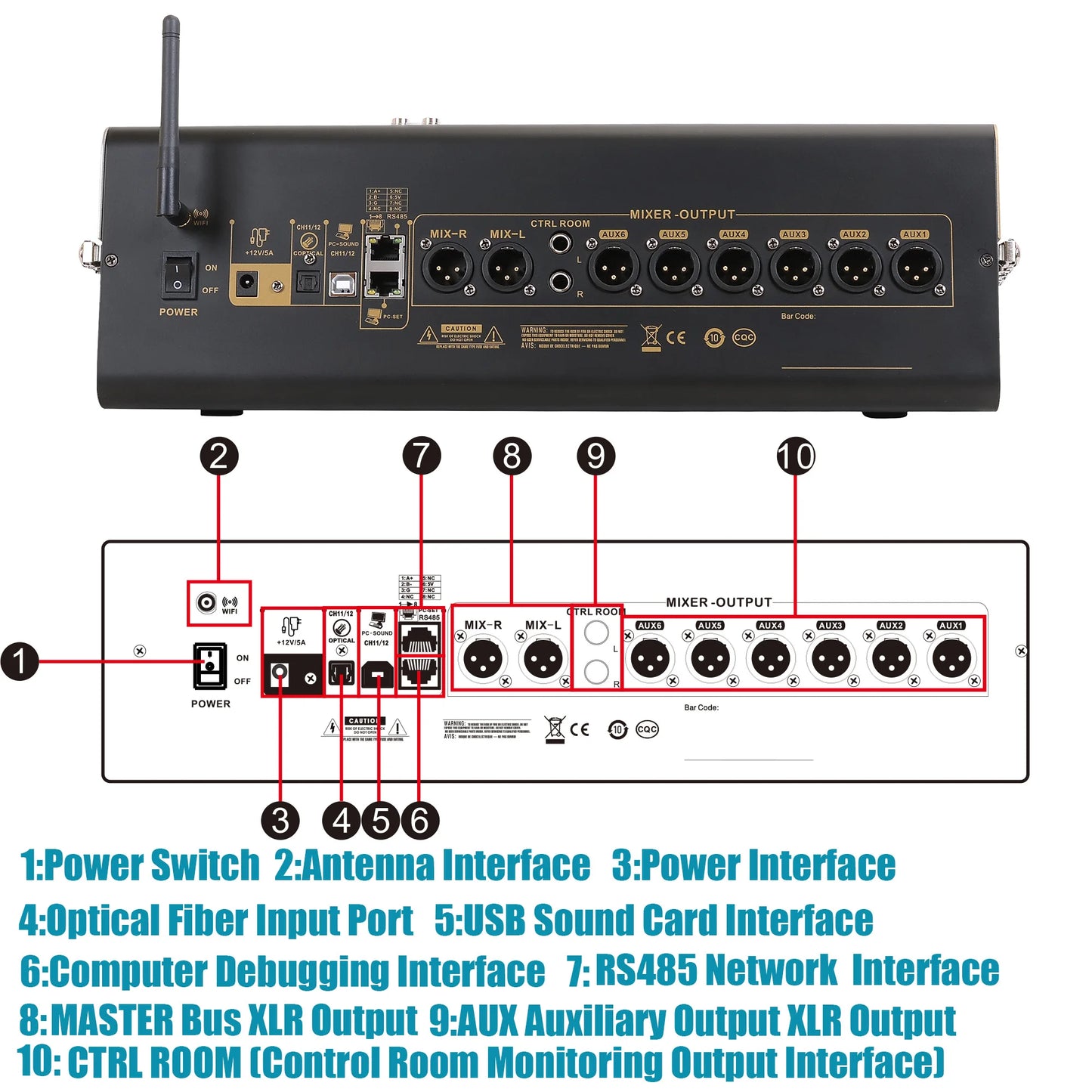 Leicozic 12 Channel Digital Mixer with Dual DSP Effects