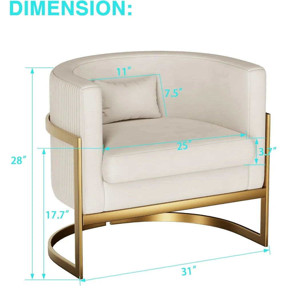 Velvet Barrel Chair With Gold Legs Modern Armchair