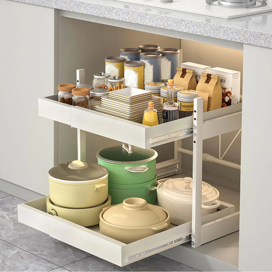 Under Sink 2 Tier Pull Out Cabinet Organizer Drawer