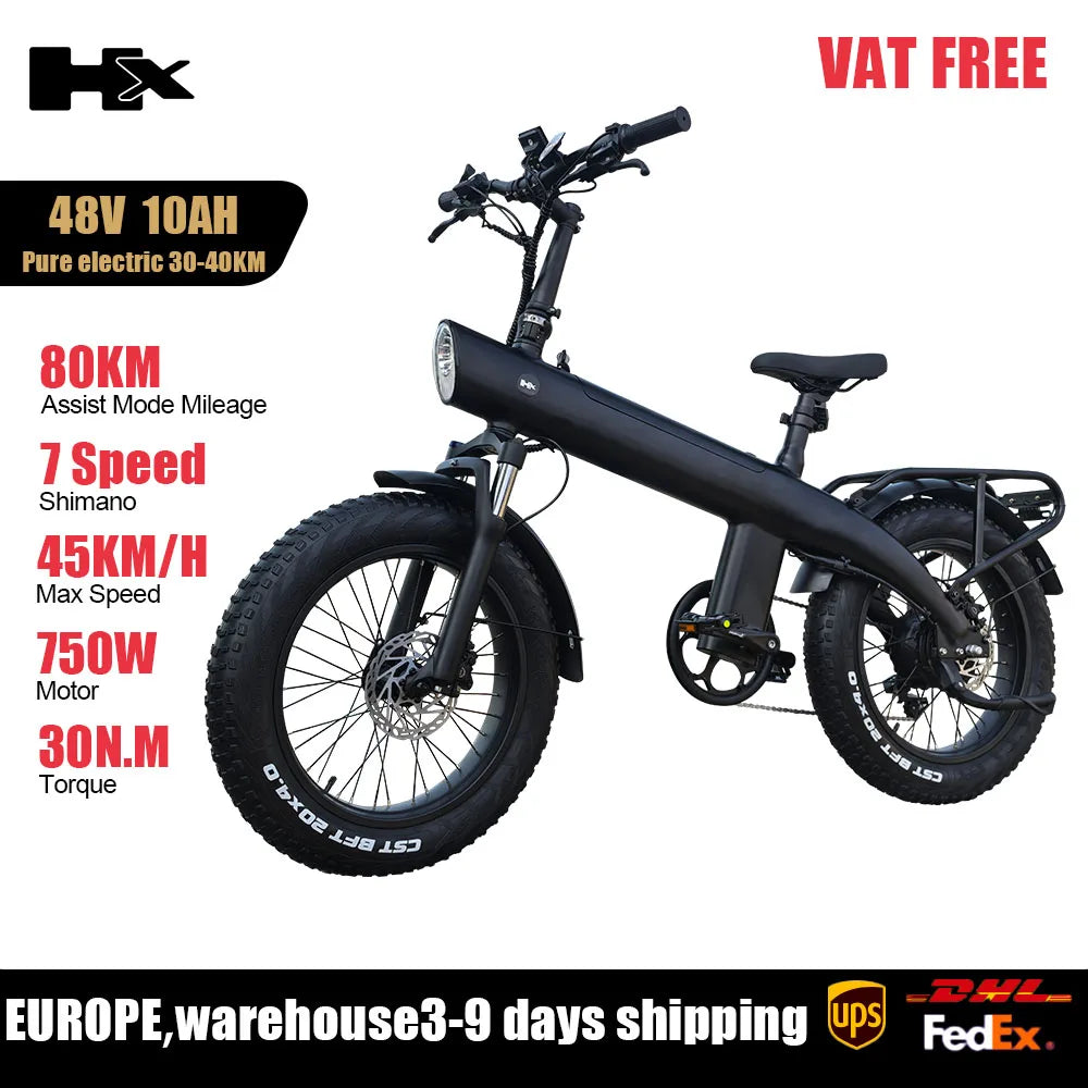 HX Q3 2000W Foldable 20 Inch Fat Tire Electric Bike Removable Battery 48V 20Ah