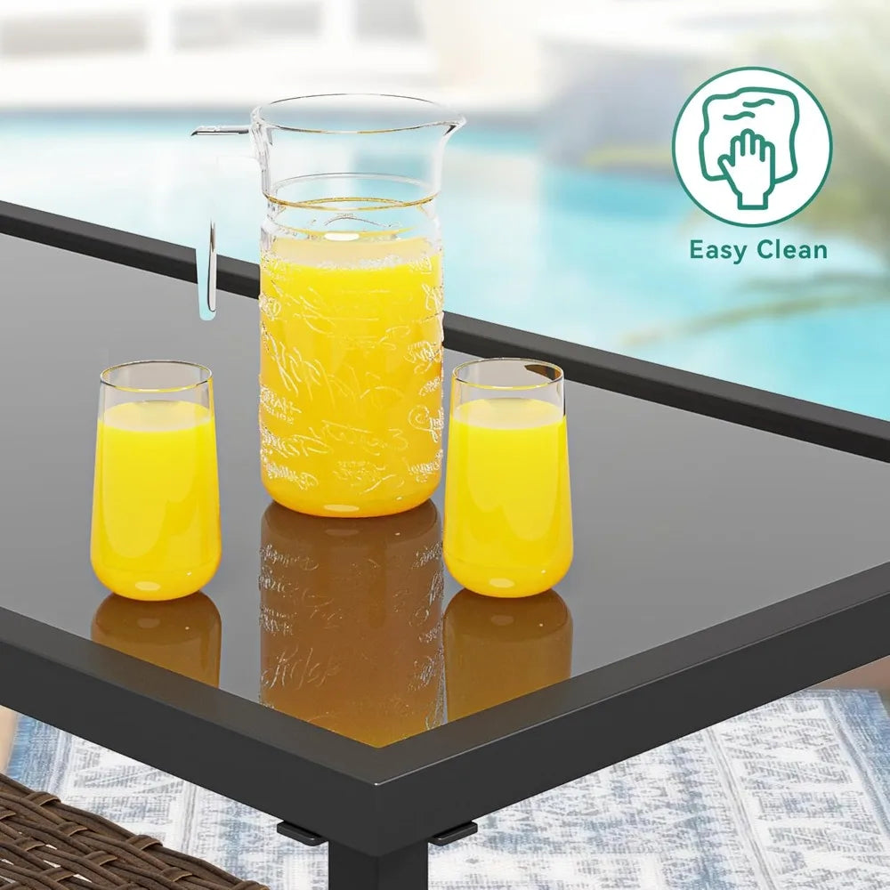 Outdoor Wicker Patio Conversation Set With Metal Table