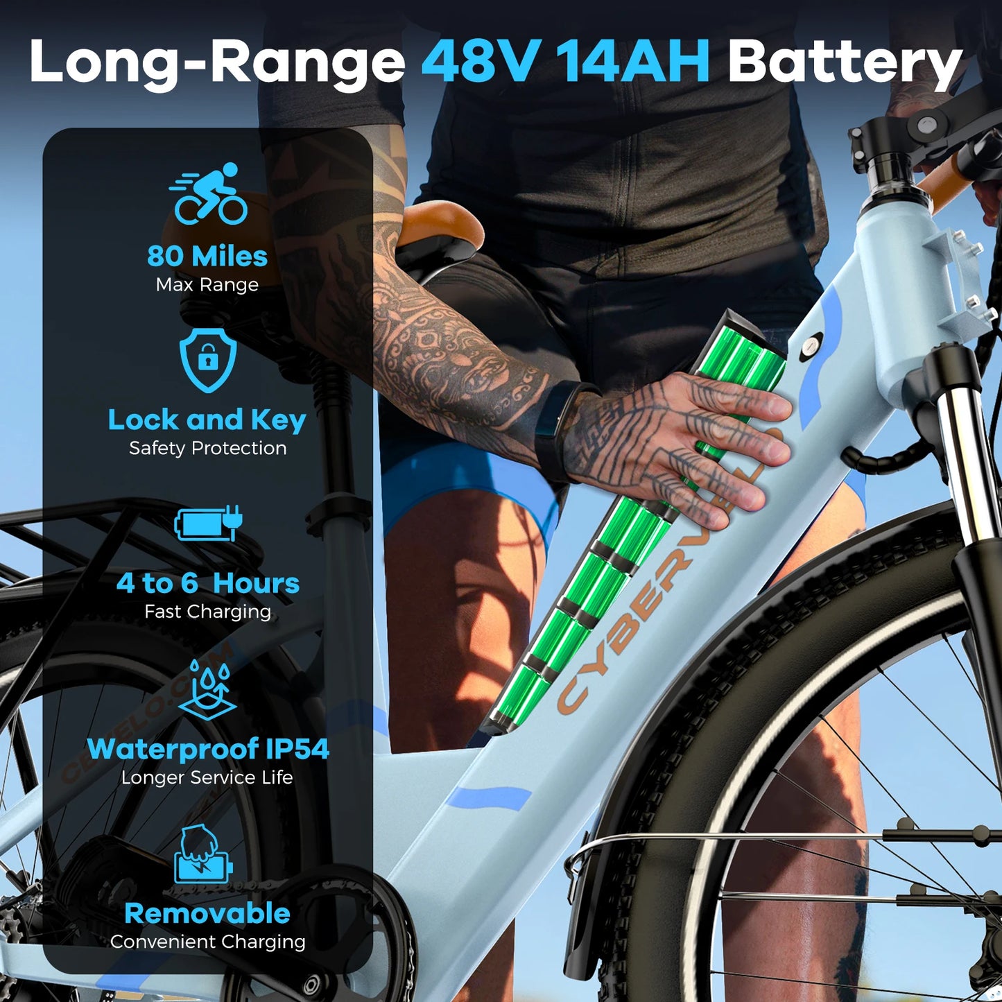 26 Inch Step Thru Electric Bicycle EK2 With Removable Lithium Battery 1000W