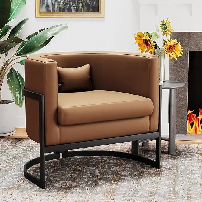 Velvet Barrel Chair With Gold Legs Modern Armchair