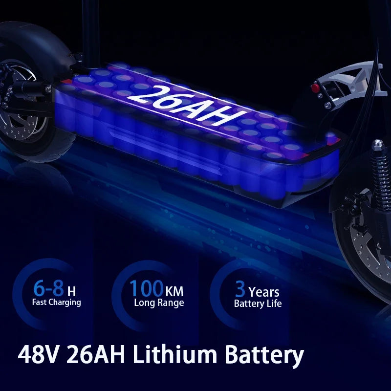 Shock Absorption Folding Electric Scooter 1200W Top Speed 45KmH