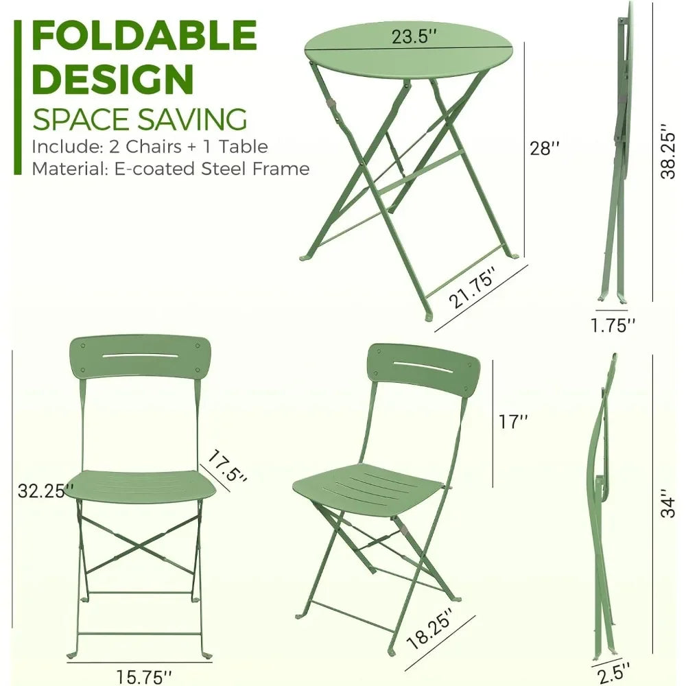 Premium Frame Patio Bistro Set Colorful Folding Furniture