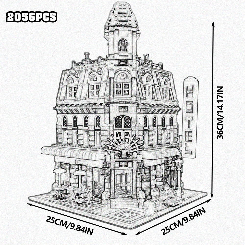 MOC Model Street View Restaurant Cafe Corner Police