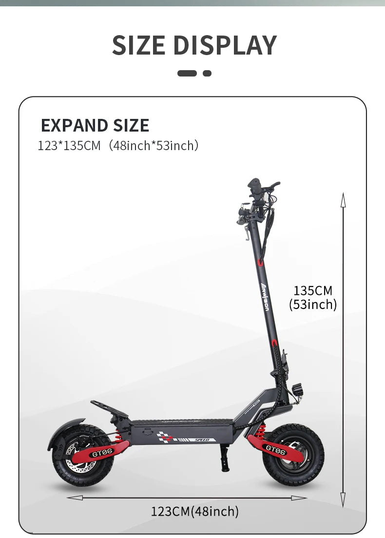 Arwibon GT06 1200W Foldable E Scooter 25 MPH 48V 13Ah 11Inch Off Road Tires