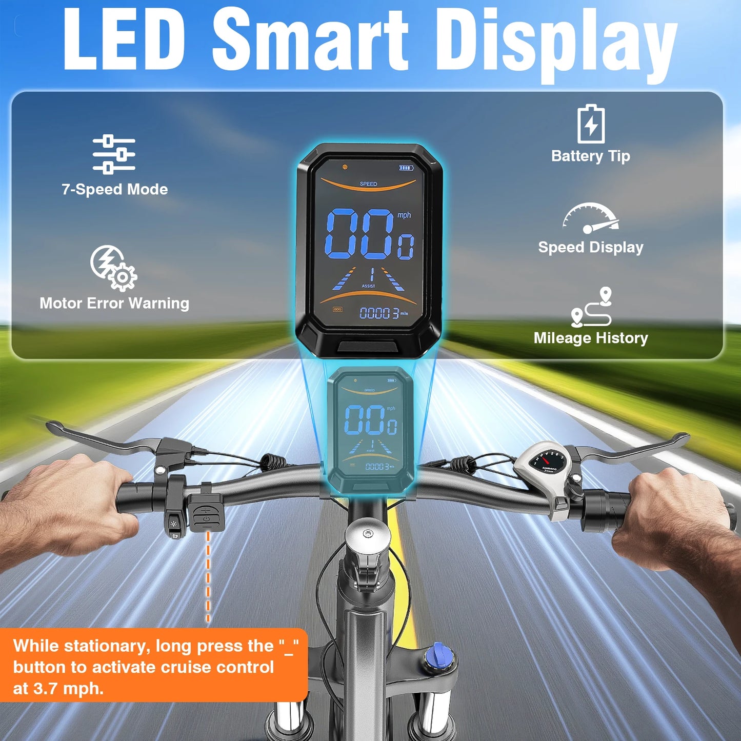 26 Inch Electric Mountain Bike 750W Front Suspension Lcd Display For Adult