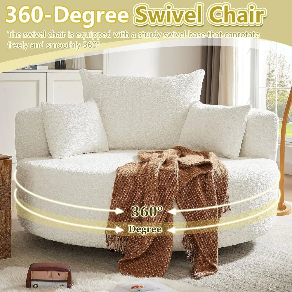 55 Inch Oversized Round Swivel Chaise Lounge Chair - Antland Marketplace