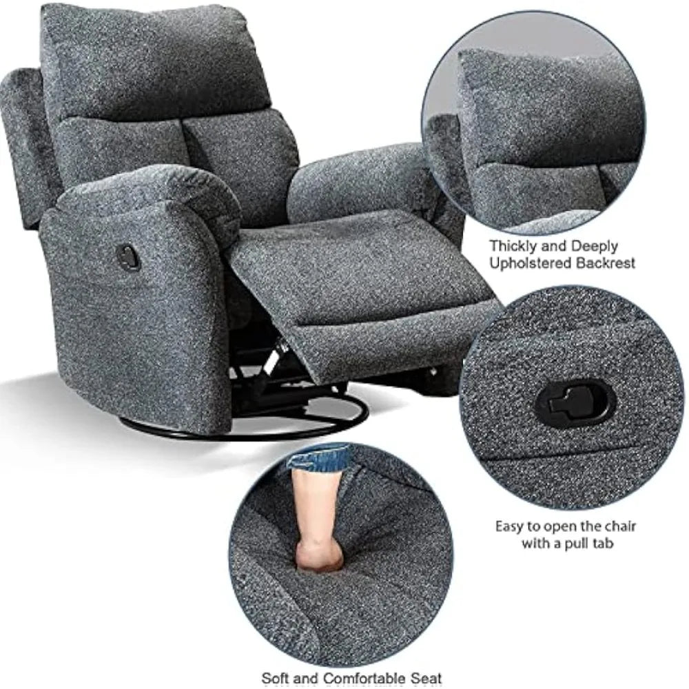 Manual Fabric Glider Nursery Recliner Chair in Dark Gray - Antland Marketplace