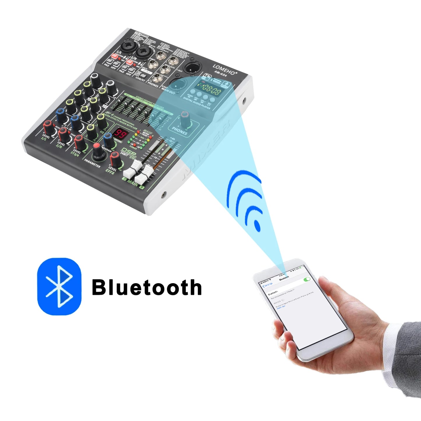 4/6 Channel Lomeho Audio DJ Mixer with Bluetooth and DSP Effects