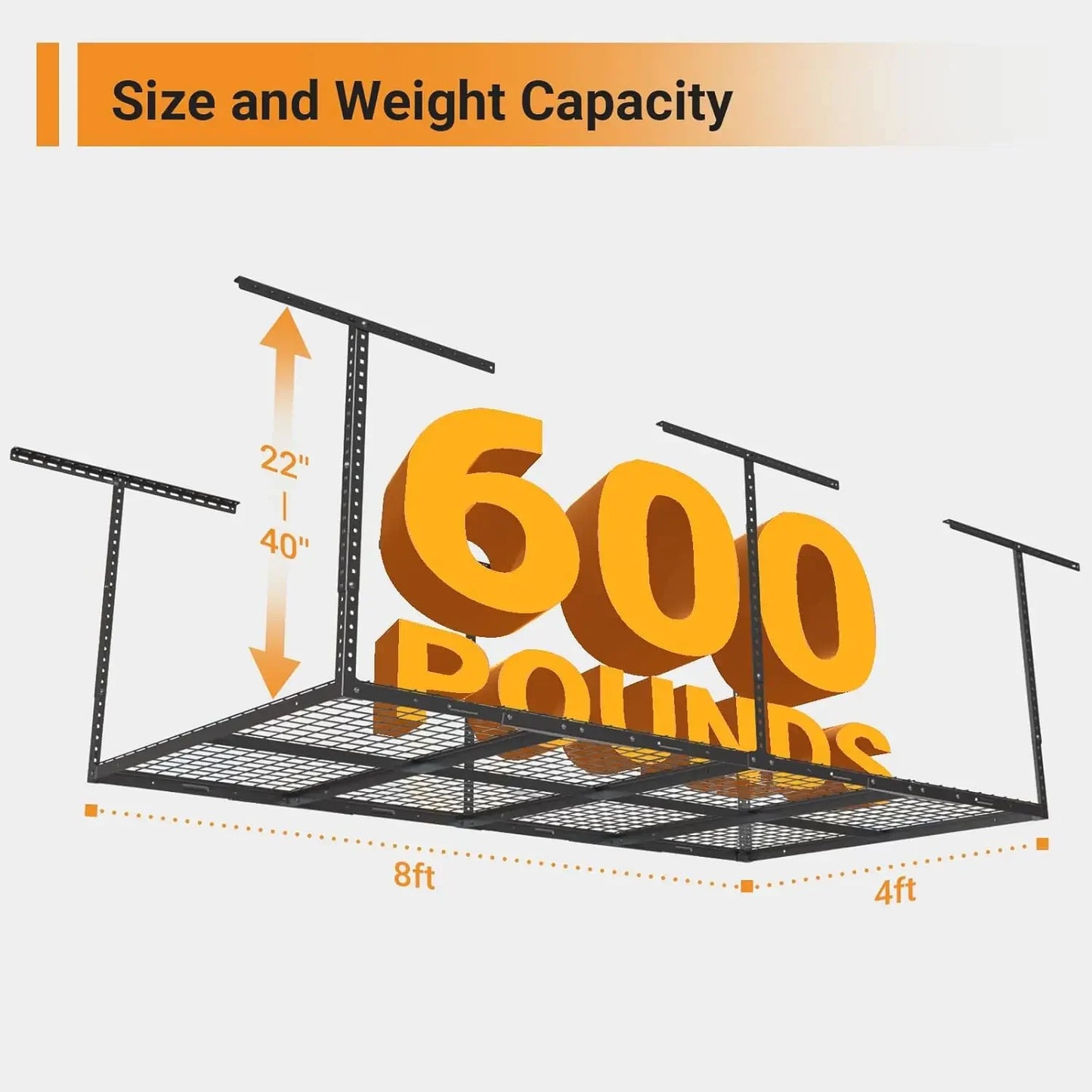 Heavy Duty Overhead Garage Storage Rack 4x8 Metal Ceiling