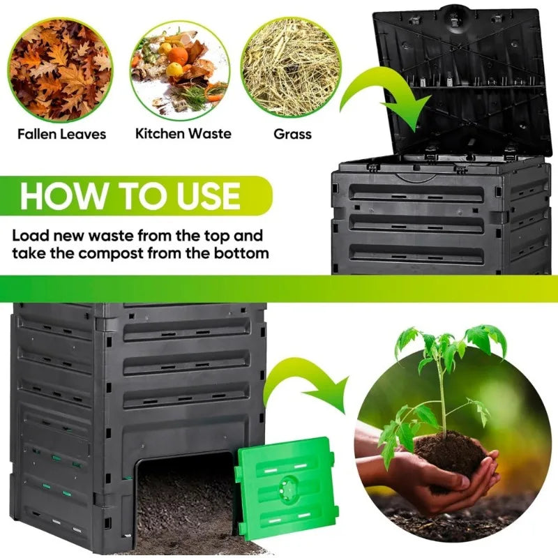 Large 120 Gallon BPA Free Garden Compost Bin Easy Assembly - Antland Marketplace