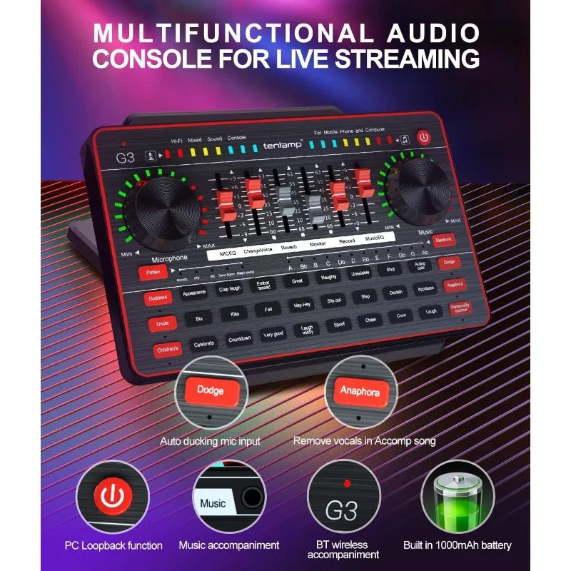 Audio Mixer and Microphone Set with Voice Changer