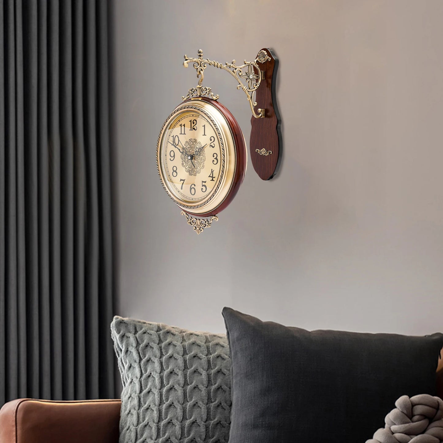 Double Sided Vintage Wall Clock 12 Inch Silent Sweep Design - Antland Marketplace
