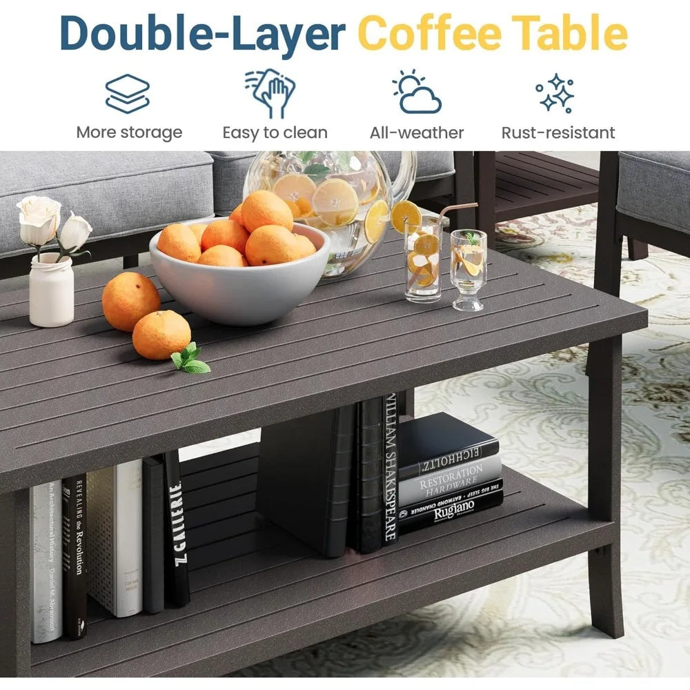 Outdoor Patio Metal Sectional Furniture Set With Cushions
