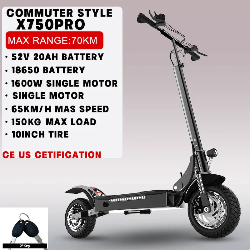 Electric Scooter For Adults Dual Motor Folding With Removable Seat