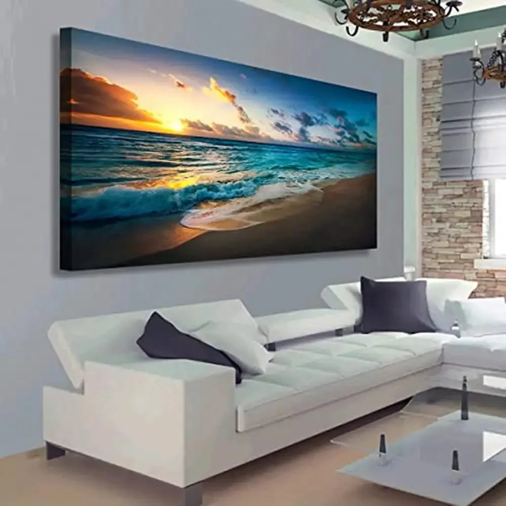 Ocean Sunset Canvas Wall Art Seascape Decor for Living Room