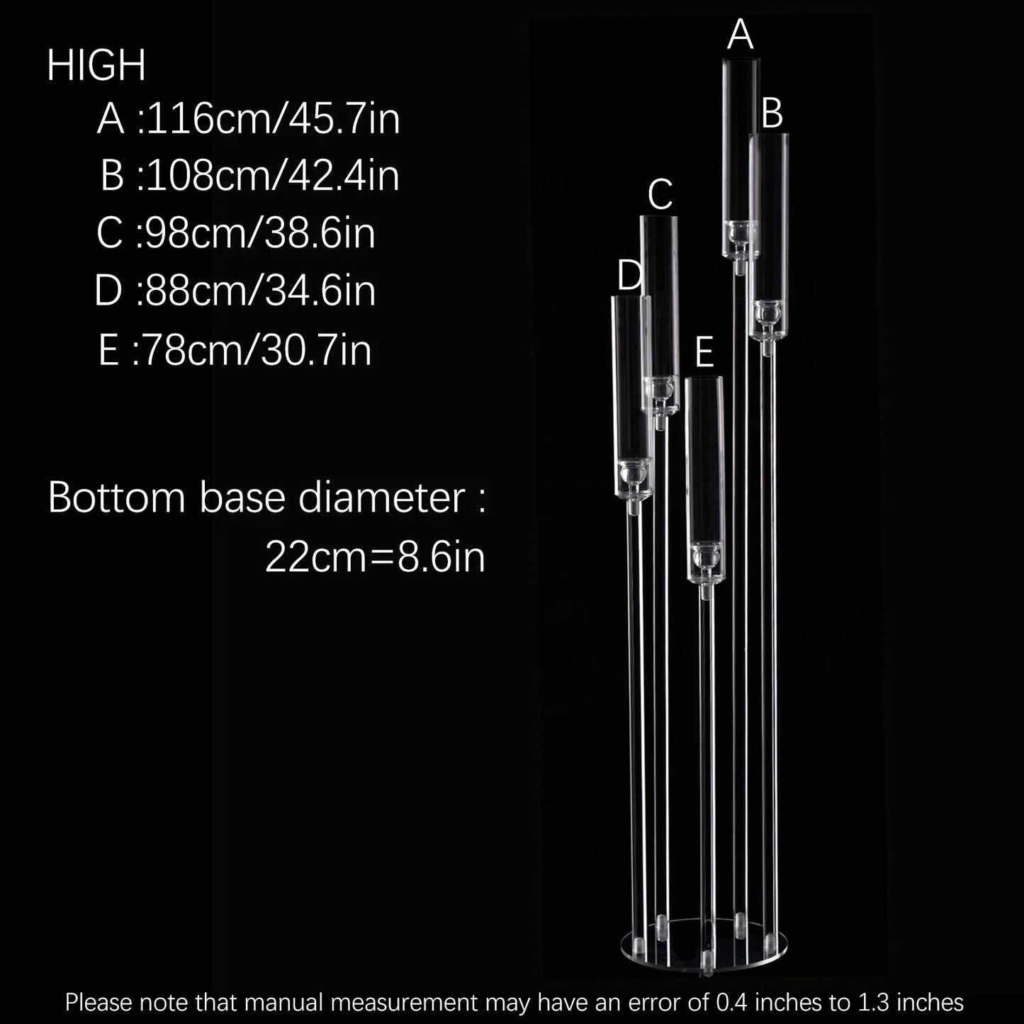 10 Piece Acrylic Five Arm Candelabra Clear Centerpiece