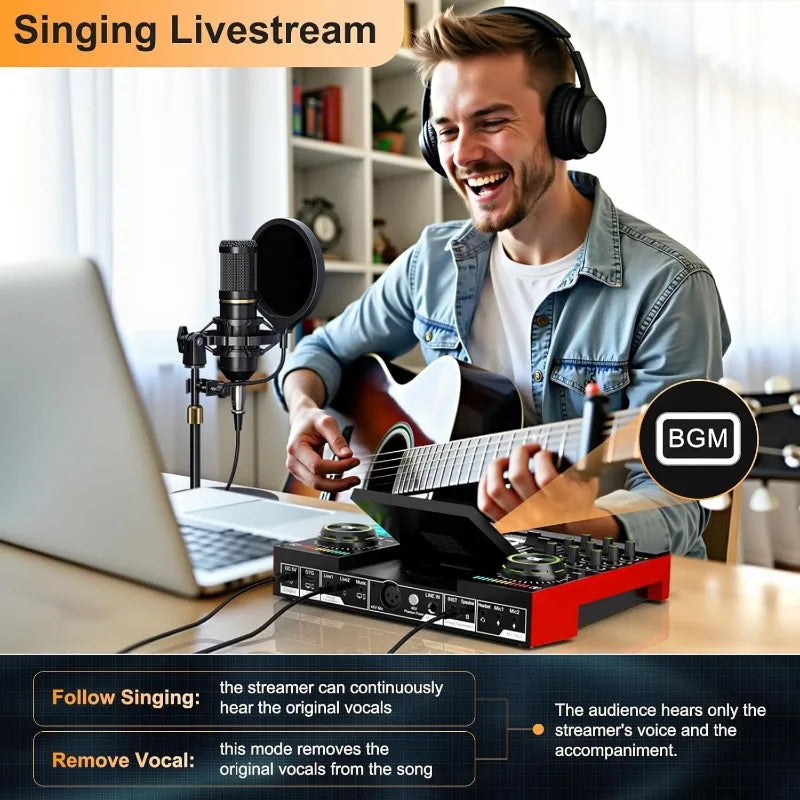 Podcast Microphone Bundle with Audio Mixer for Streaming