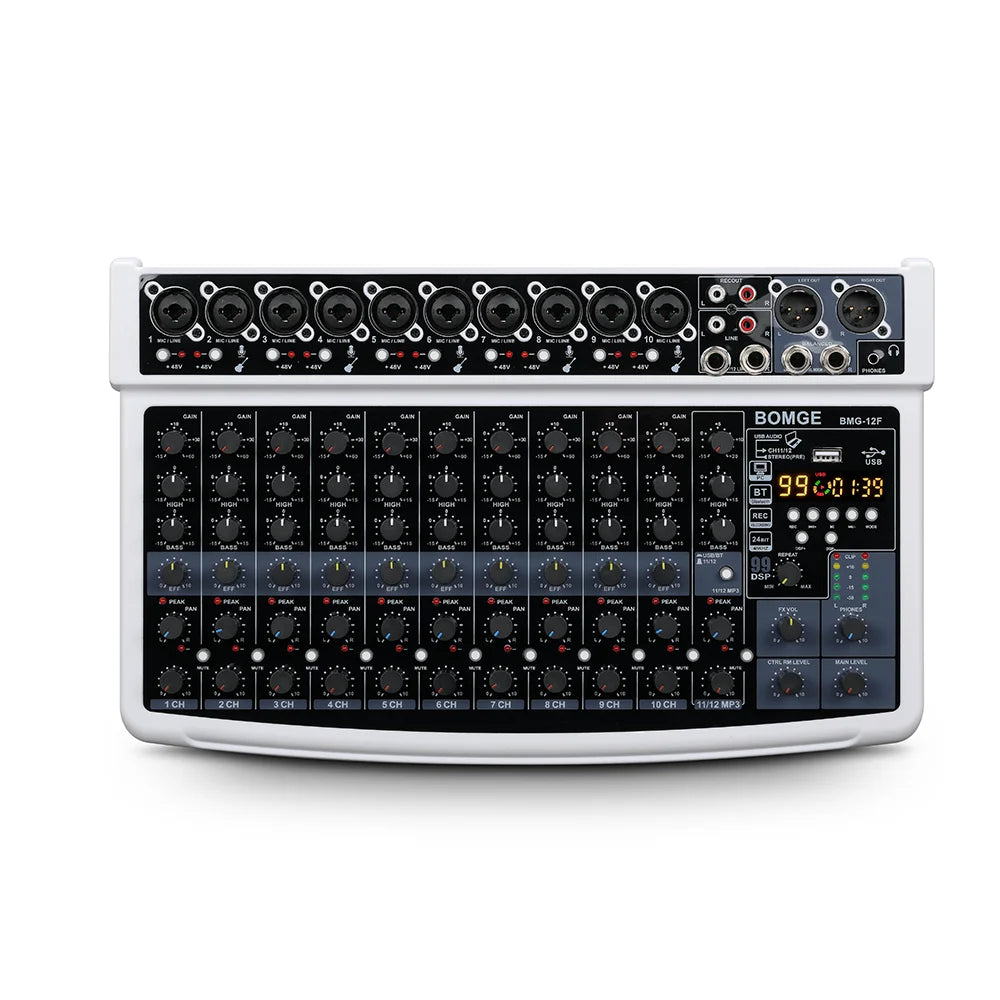 BOMGE 12-Channel Professional Audio Mixer with Bluetooth
