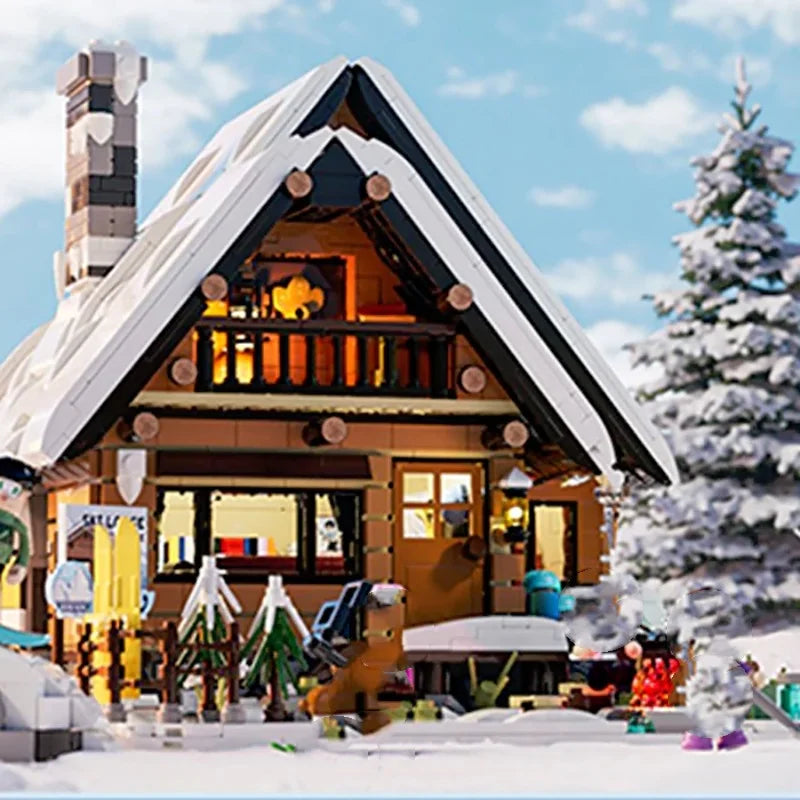 Snow Hut Christmas Ski Chalet Set With LED Model 2187 Pieces