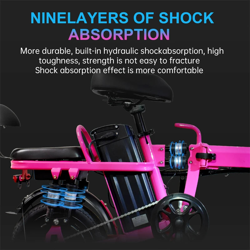 Folding Electric Bicycle 500W Peak Motor 48V 20Ah Long Range Commuter Bike