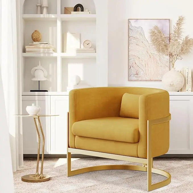Velvet Barrel Chair With Gold Legs Modern Armchair