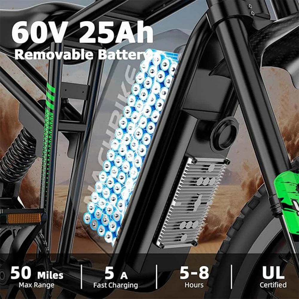 6000W Electric Dirt Bike R3 60V 25Ah Dual Hydraulic Brakes