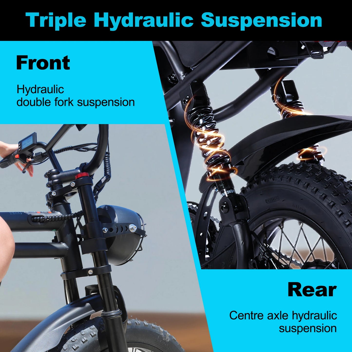 VDL Mountain Fat Tire E Bike 16 Inch 800W Removable Battery