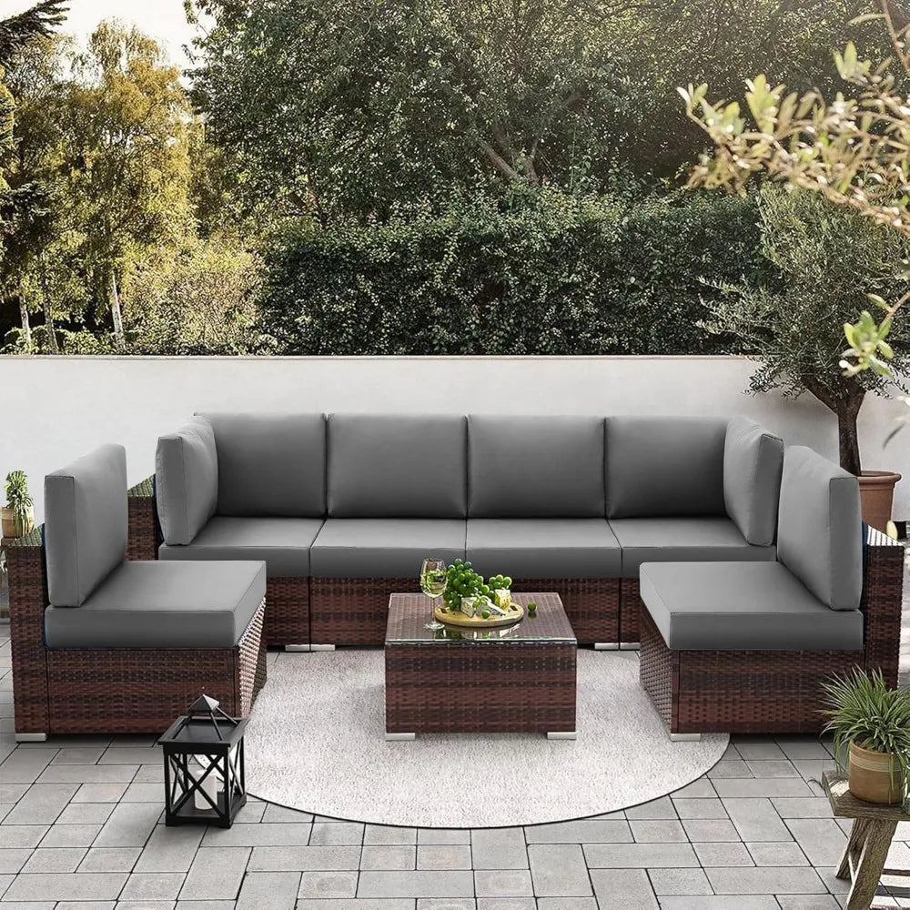 Water Resistant 14 Cushion Set for 6 Seat Outdoor Sofa