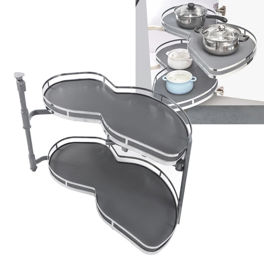 Two Tier Blind Corner Cabinet Swing Pull Out Tray Organizer