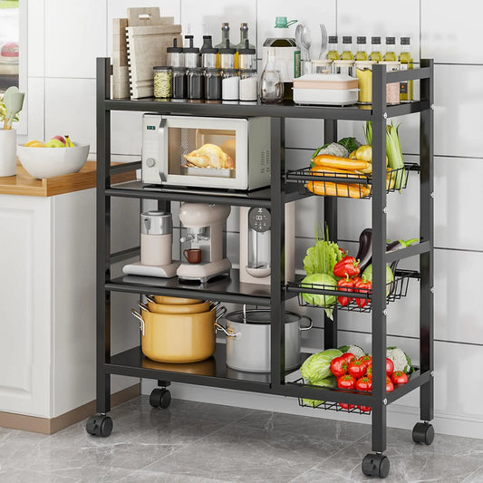Movable Kitchen Vegetable Basket Storage Rack For Cabinets