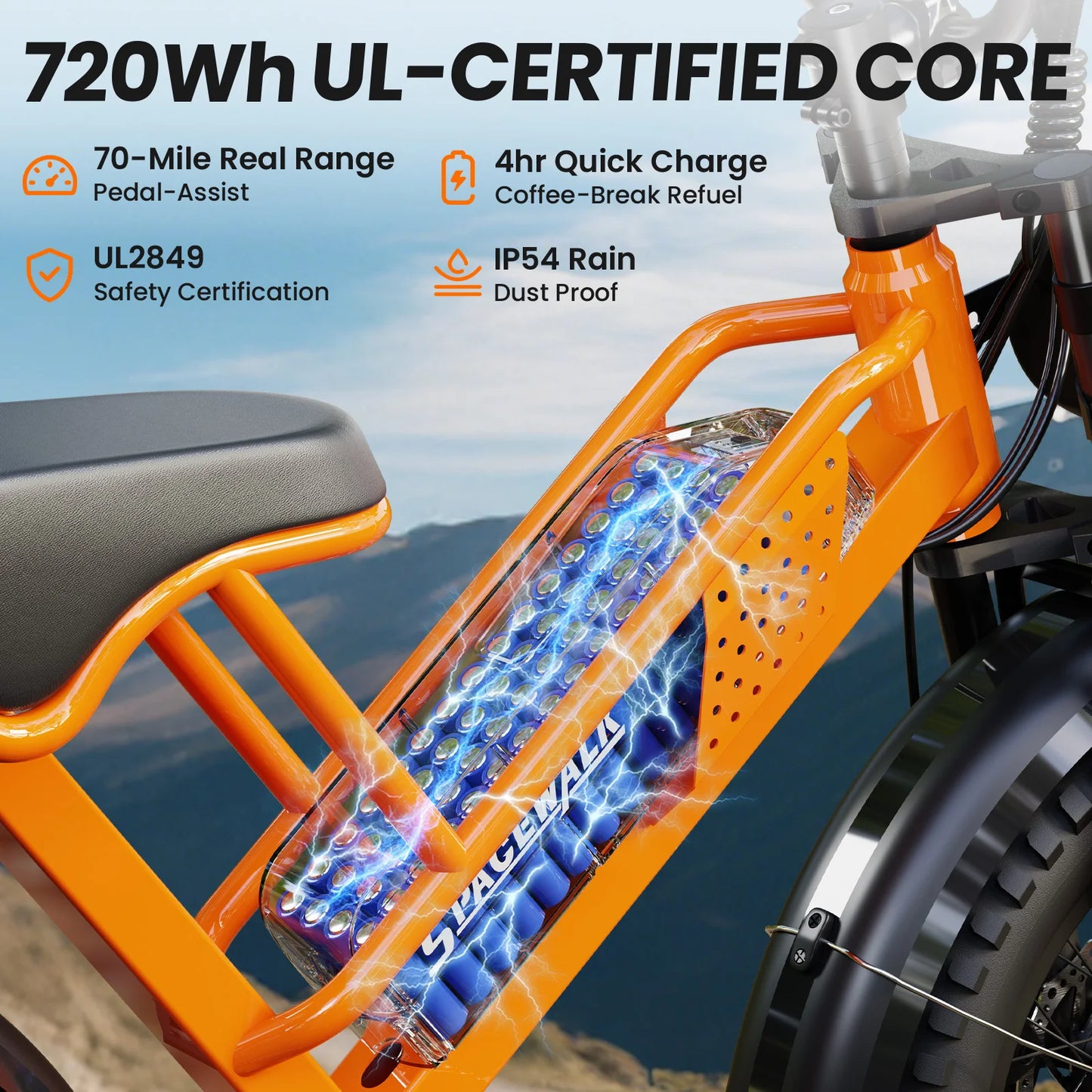 Spacewalk 750W Electric Dirt Bike for Adults All Terrain Fat Tire 7 Speed