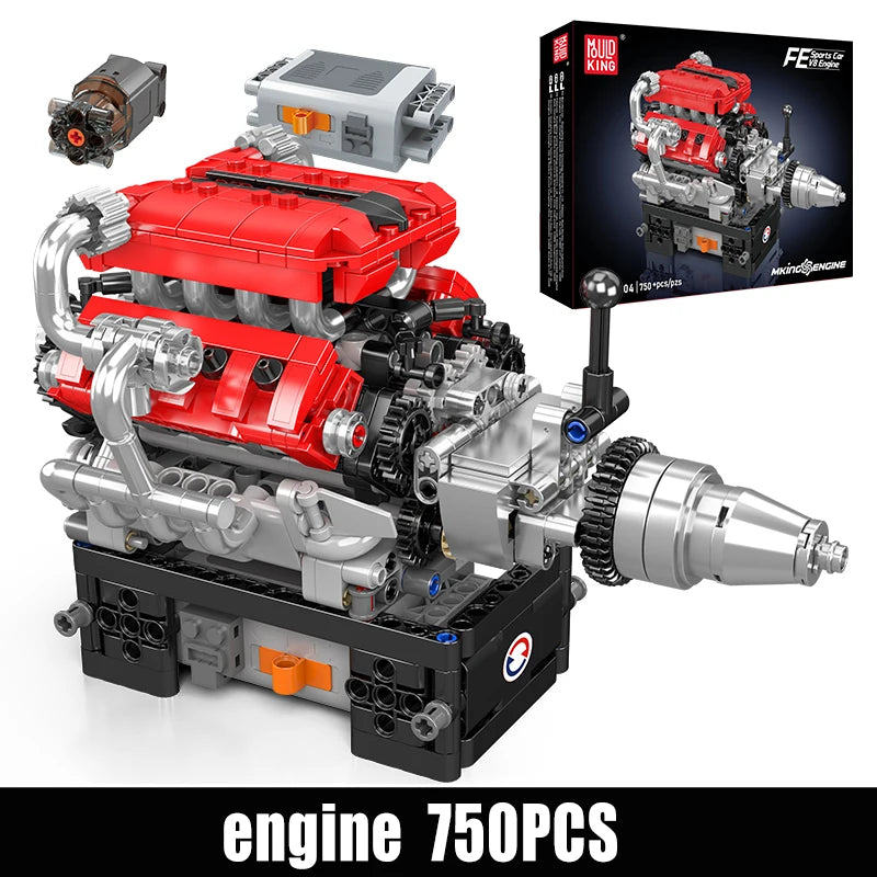 Mould King 10204 Racing Car V8 Engine Building Block Set