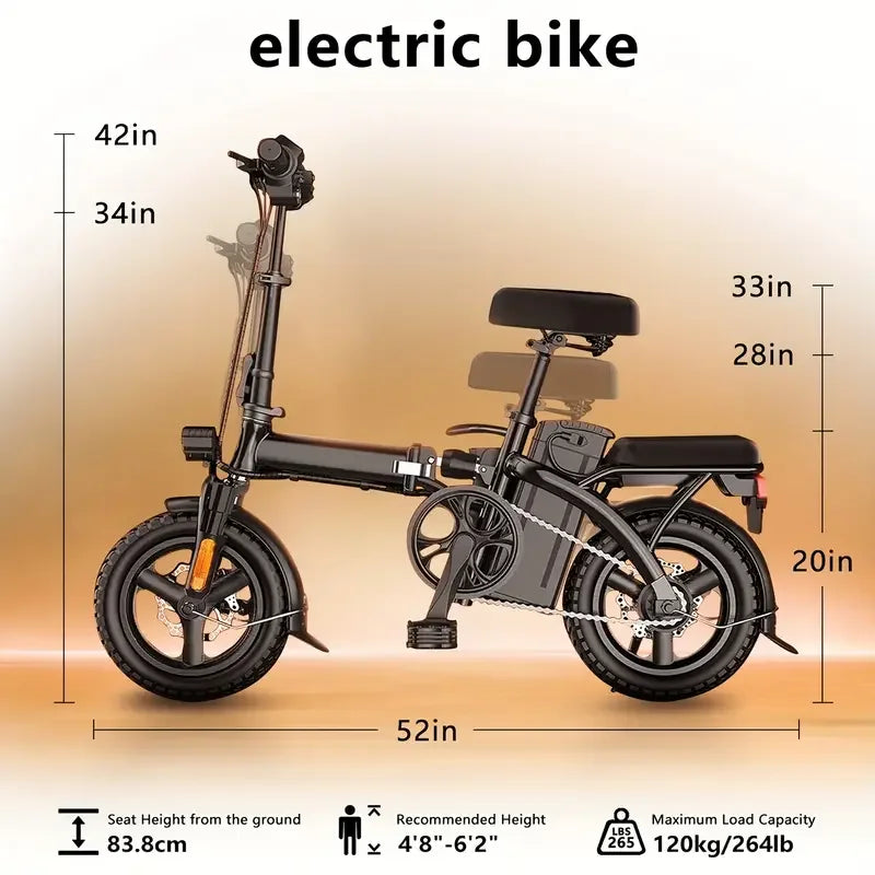 400W Peak Folding E Bike for Adults 19.5 MPH 19 Mile Range