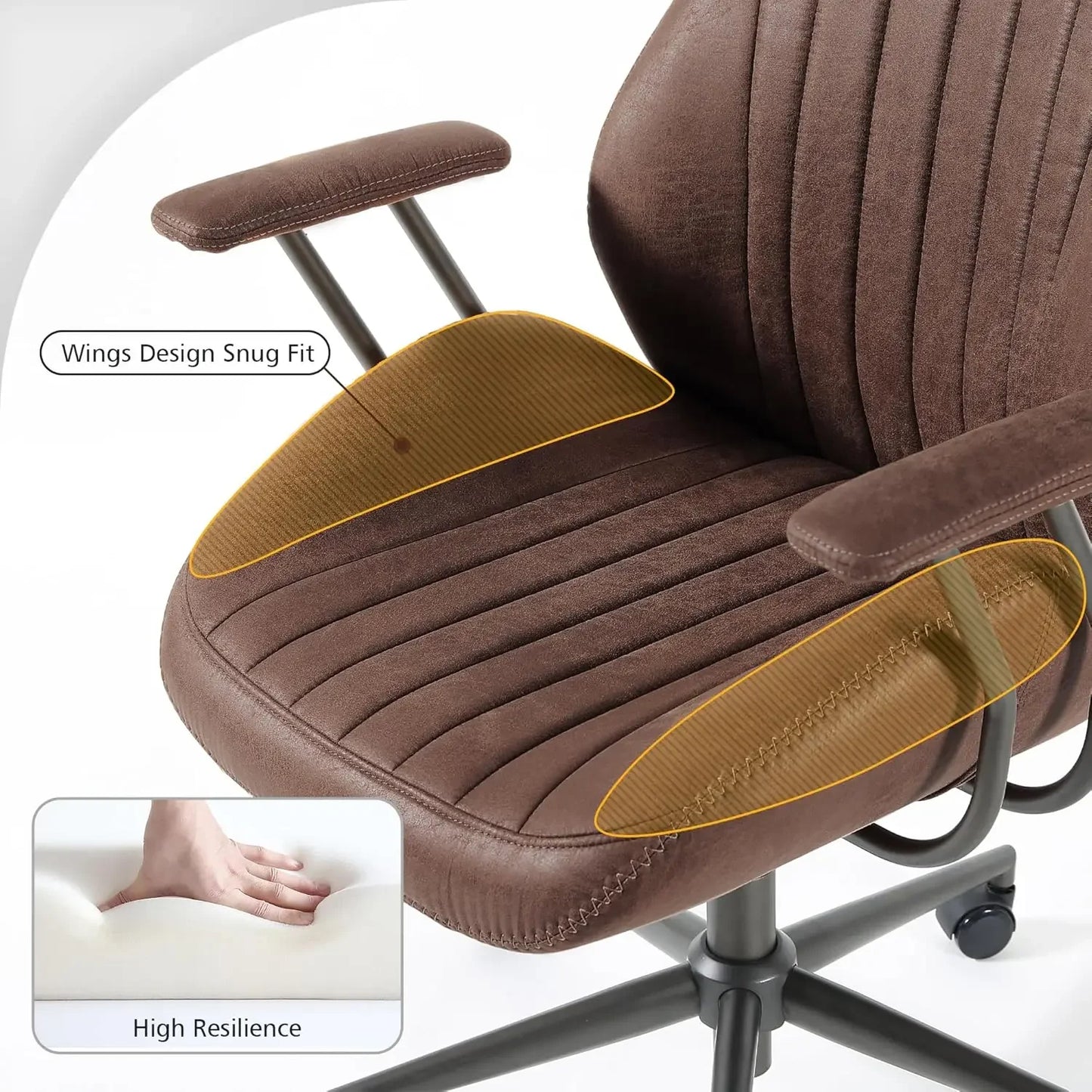 Ergonomic High Back Office Chair With Lumbar Support Suede