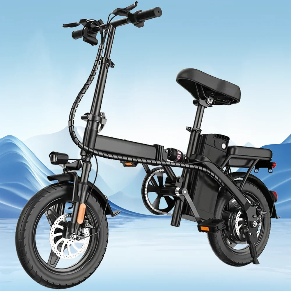 14 Inch Folding Electric Mountain Bike 450W 48V 21 Mile Range for Adults