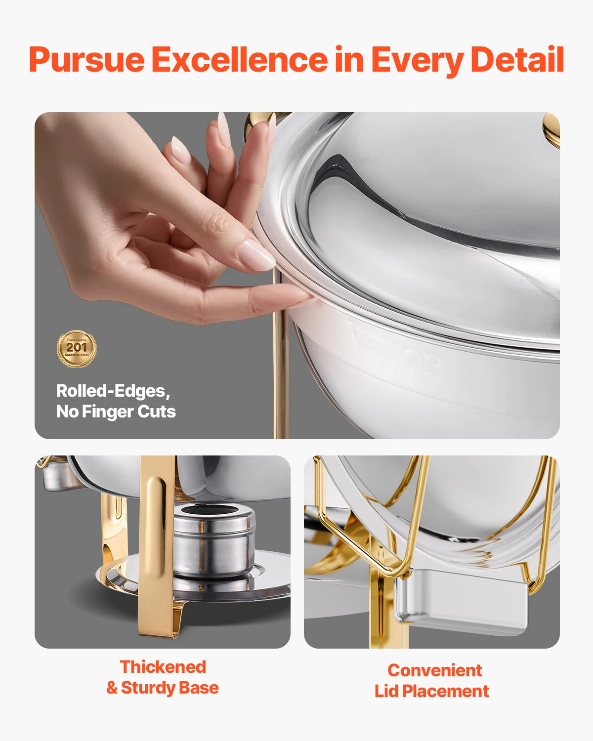VEVOR 4 Pack Chafing Dish Buffet Set Stainless Steel Pans