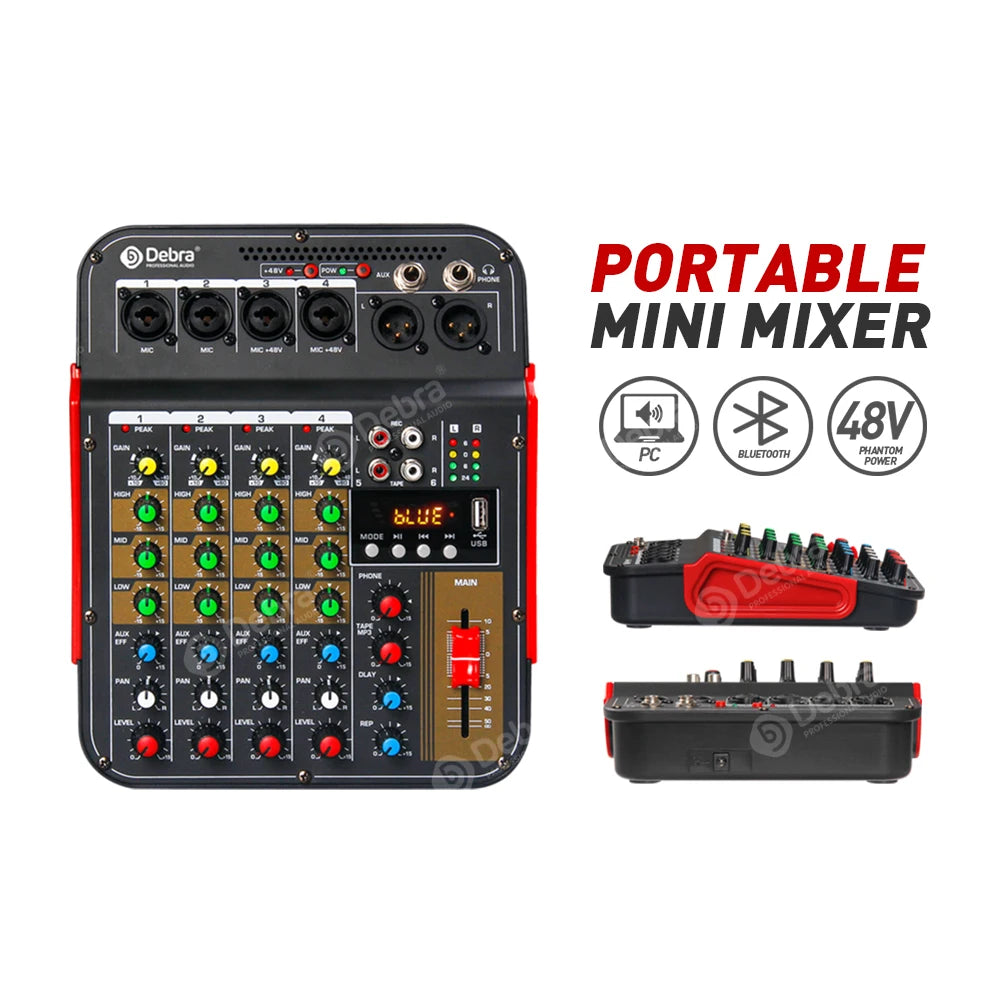 DM4 6 Channel Audio Mixer with Bluetooth and USB Recording